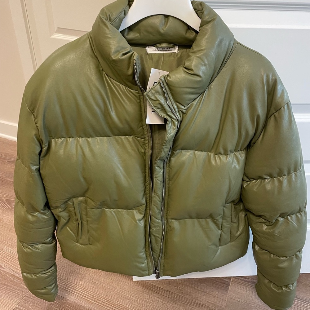 12th Tribe Olive Green Puffer Jacket